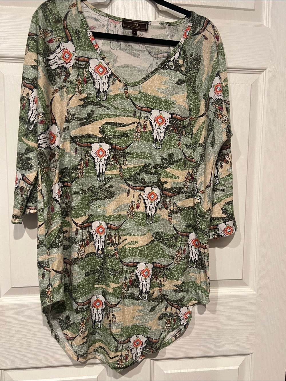 Lucky & Blessed Green Camo Tunic Western Cowgirl midi dress